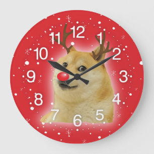 Doge Dogright Doggo Dog kerstkaart rood Grote Klok