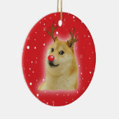 Doge Dogright Doggo Dog kerstkaart rood Keramisch Ornament (Rechts)