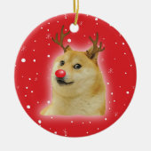 Doge Dogright Doggo Dog kerstkaart rood Keramisch Ornament (Voorkant)