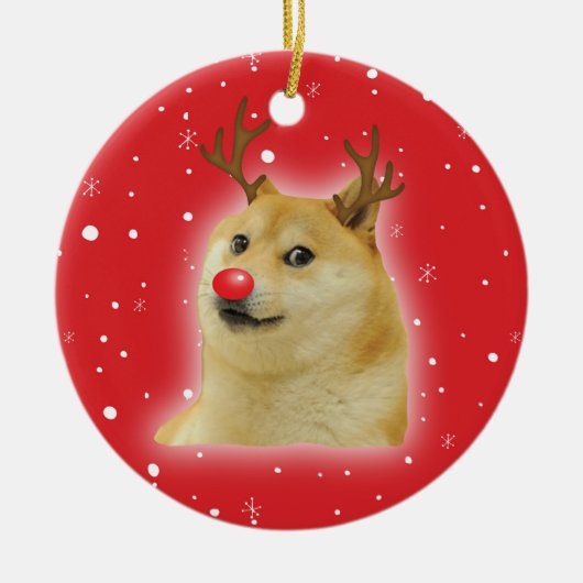 Doge Dogright Doggo Dog kerstkaart rood Keramisch Ornament (Voorkant)
