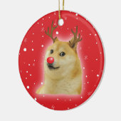 Doge Dogright Doggo Dog kerstkaart rood Keramisch Ornament (Links)