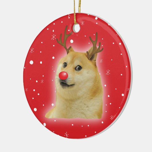 Doge Dogright Doggo Dog kerstkaart rood Keramisch Ornament (Links)