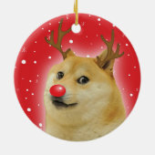 Doge Dogright Doggo Dog kerstkaart rood Keramisch Ornament (Achterkant)