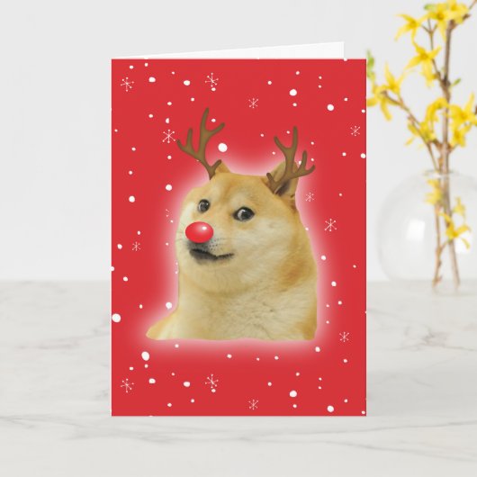Doge Dogright Doggo Dog kerstmis Kaart red (Gele Bloem)