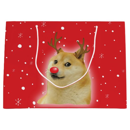 Doge Dogright Doggo Dog kerstmis Kaart red Groot Cadeauzakje (Voorkant)