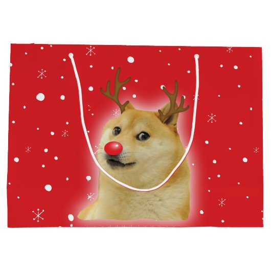 Doge Dogright Doggo Dog kerstmis Kaart red Groot Cadeauzakje (Achterkant)
