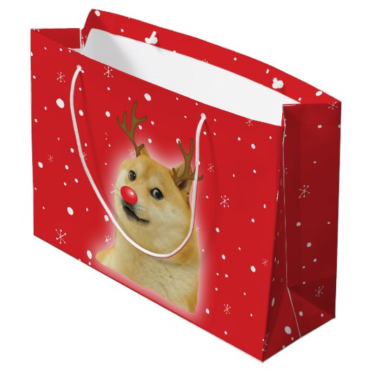 Doge Dogright Doggo Dog kerstmis Kaart red Groot Cadeauzakje (Achterkant Gekanteld)