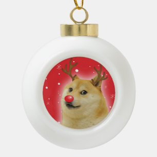 Doge Dogright Doggo Dog kerstmis Kaart red Keramische Bal Ornament