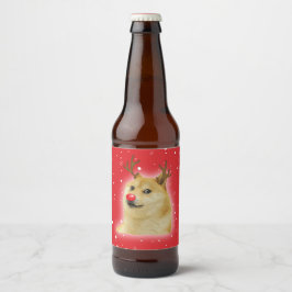 Doge Dogright Doggo Hond Kerst Meme Kaart rood Bier Etiket