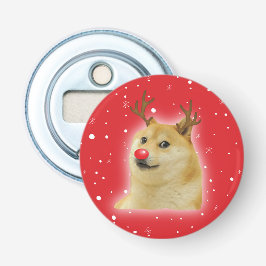 Doge Dogright Doggo Hond Kerst Meme Kaart rood Button Flesopener