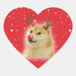 Doge Dogright Doggo Hond Kerst Meme Kaart rood Hart Sticker