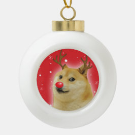 Doge Dogright Doggo Hond Kerst Meme Kaart rood Keramische Bal Ornament
