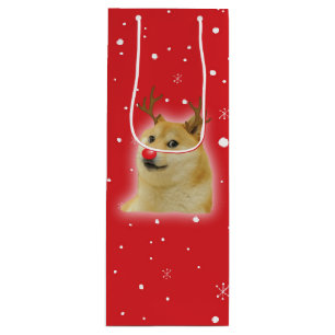 Doge Dogright Doggo Hond Kerst Meme Kaart rood Wijn Cadeautas