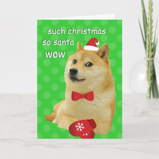 Doge Funny Meme Green Feestdagen Kaart (Voorkant)