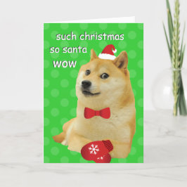 Doge Funny Meme Green Feestdagen Kaart
