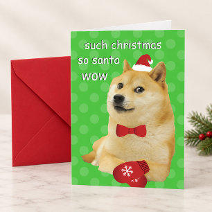 Doge Grappige Meme Groen Feestdagen Kaart