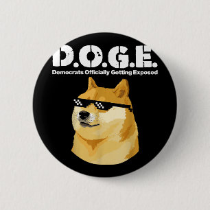 Doge Meme Democraten officieel ontmaskerd D.O Ronde Button 5,7 Cm