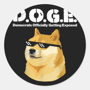 Doge Meme Democraten officieel ontmaskerd D.O Ronde Sticker