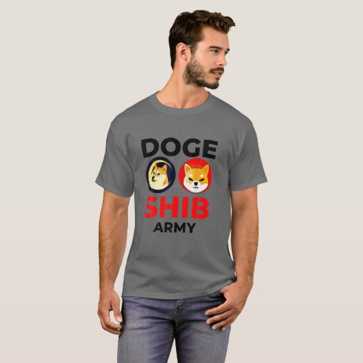 DOGE SHIB Army Dokoetsen Shiba Inu Coin Crypto T-shirt (Voorkant volledig)