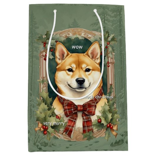 Doge (Shiba Inu) Kerstmis Medium Cadeauzakje (Voorkant)