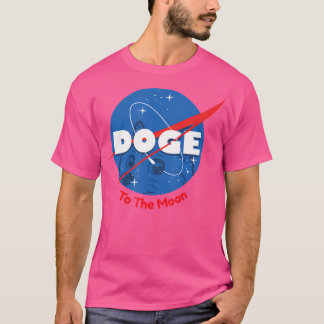 Doge Space Print naar de maan Dogecoin T-shirt