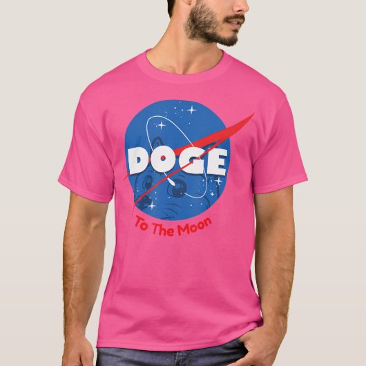 Doge Space Print naar de maan Dogecoin T-shirt (Voorkant)