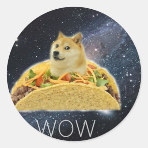 doge space taco meme ronde sticker