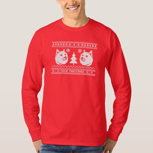 DOGE UGLY CHRISTMAS SWEATER PATTERN T-SHIRT (Voorkant)