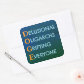 DOGE Waanzinnige Oligarchen Grifting Vierkante Sticker (Envelop)