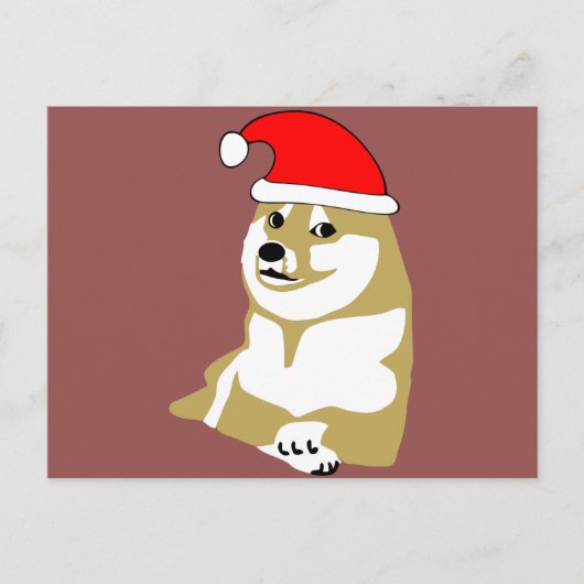 doge wow meme very xmas such hat many santa feestdagenkaart (Voorkant)