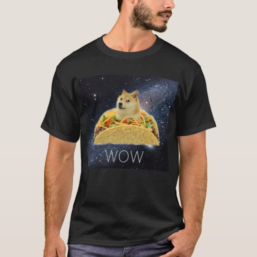 Doge WOW Tacos in Space memes met sterren #Dogrigh T-shirt (Voorkant)