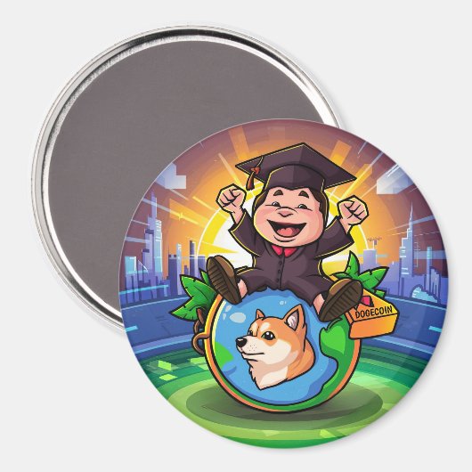 Dogecoin-Afstuderen Magneet (Voorkant / Achterkant)
