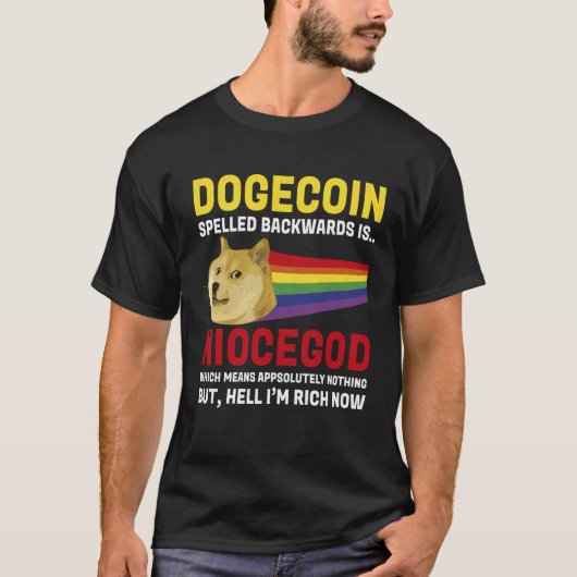 Dogecoin Crypto Meme Dogecoin Backwards  Cryptocur T-shirt (Voorkant)