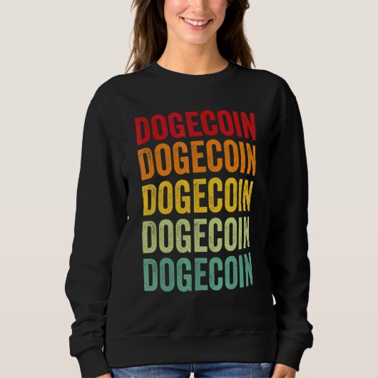 Dogecoin Crypto Regenboog Tekst Ontwerp Trui (Voorkant)