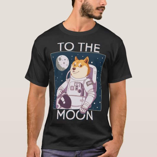 Dogecoin Dog Astronaut Naar de Maan Blockchain HOD T-shirt (Voorkant)