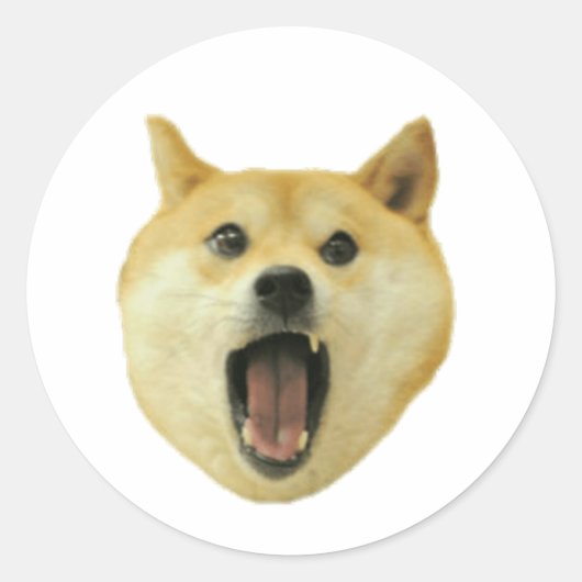 Dogecoin Doge Funny Face Dog Ronde Sticker (Voorkant)