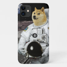 Dogecoin doge munt naar de maan astronaut