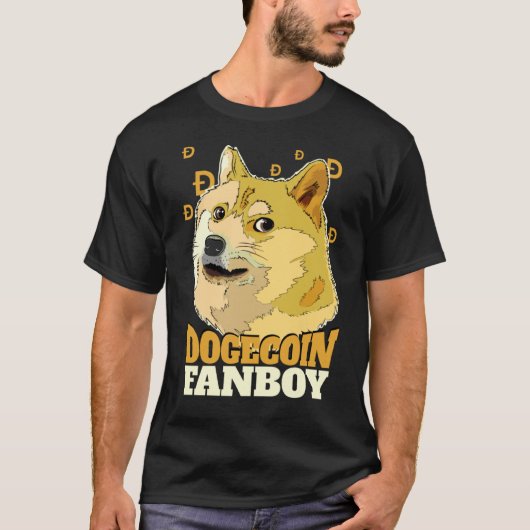 Dogecoin Fanboy Doge en Crypto T-shirt (Voorkant)