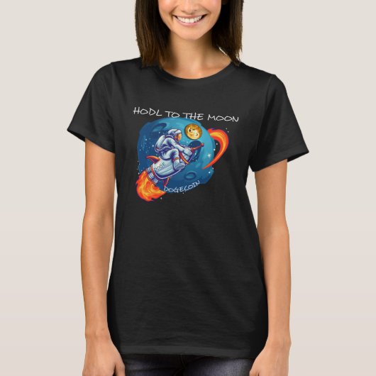 Dogecoin HODL To The Moon Crypto Rocket Cryptocurr T-shirt (Voorkant)