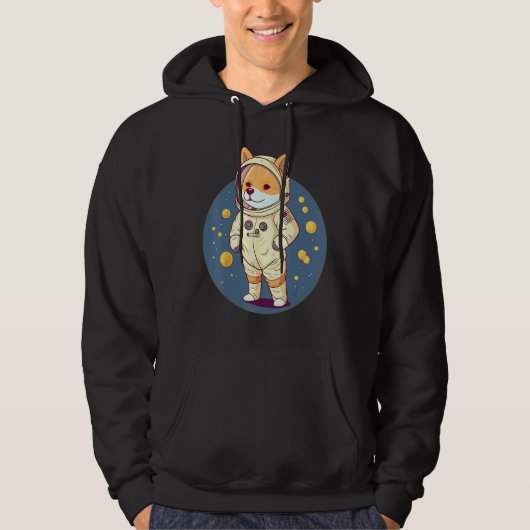 Dogecoin To the Moon Astronaut Doge Hoodie (Voorkant)