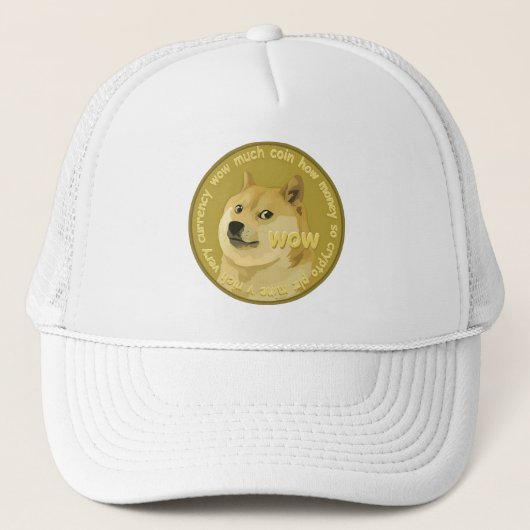 Dogecoin Wow Doge Coin Zeer veel Crypto-valuta Trucker Pet (Voorkant)