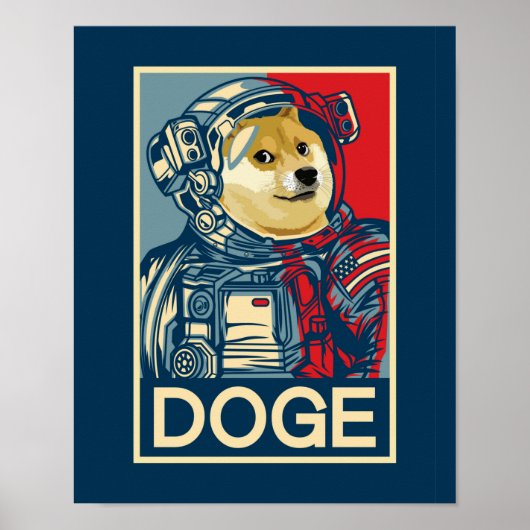 Dogehoek Astronaut Doge To The Moon Crypto Funny Poster (Voorkant)