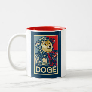 Dogehoek Astronaut Doge To The Moon Crypto Funny Tweekleurige Koffiemok