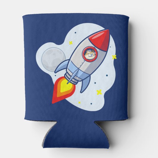 Dogehoek To The Moon Rocket Man Space Doge Crypto Blikjeskoeler (Achterkant)
