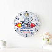 Dogehoek To The Moon Rocket Man Space Doge Crypto Grote Klok (Huis)