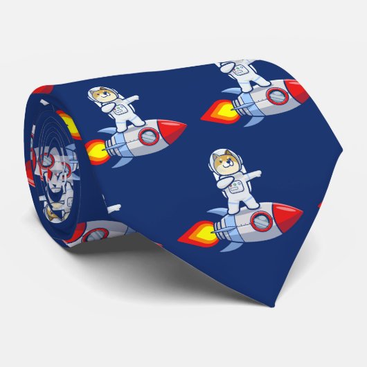 Dogehoek To The Moon Rocket Man Space Doge Crypto Stropdas (Opgerold)