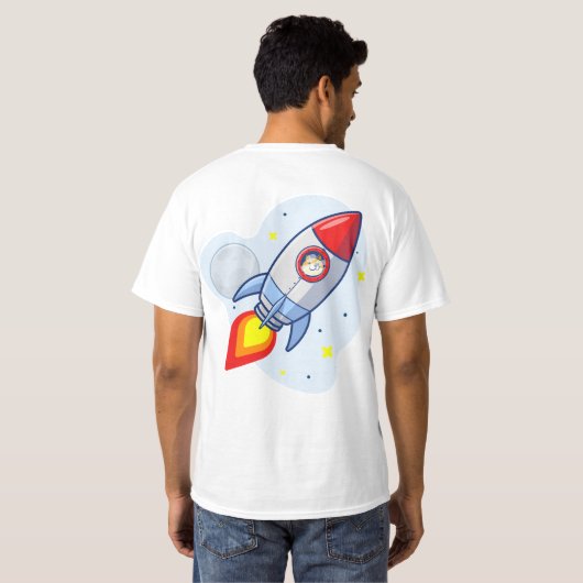 Dogehoek To The Moon Rocket Man Space Doge Crypto T-shirt (Achterkant volledig)