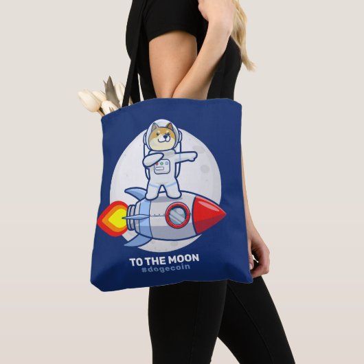 Dogehoek To The Moon Rocket Man Space Doge Crypto Tote Bag (Dichtbij)