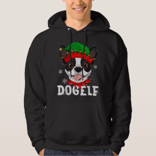 Dogelf Boston Terrier Hond Grappige Lelijke Kerstm Hoodie