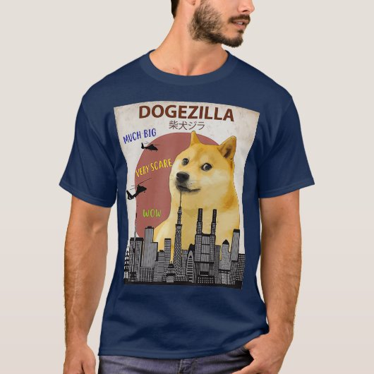 Dogezilla Grappige DOGE MEME Shiba Inu Hond T-shirt (Voorkant)